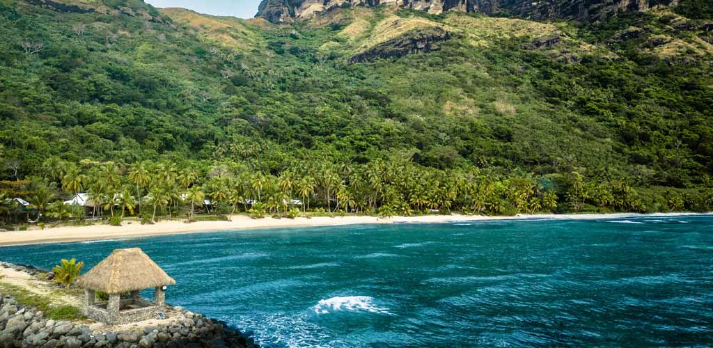 Drone view of Waya Island Resort, Yasawa Islands, Fiji