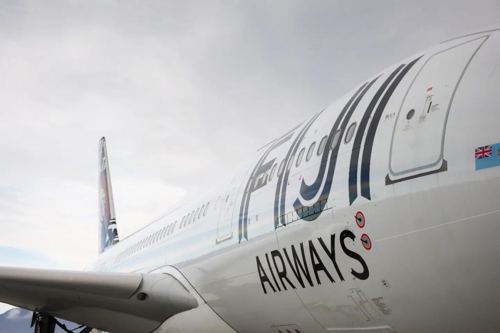 Side profile of Fiji Airways plane