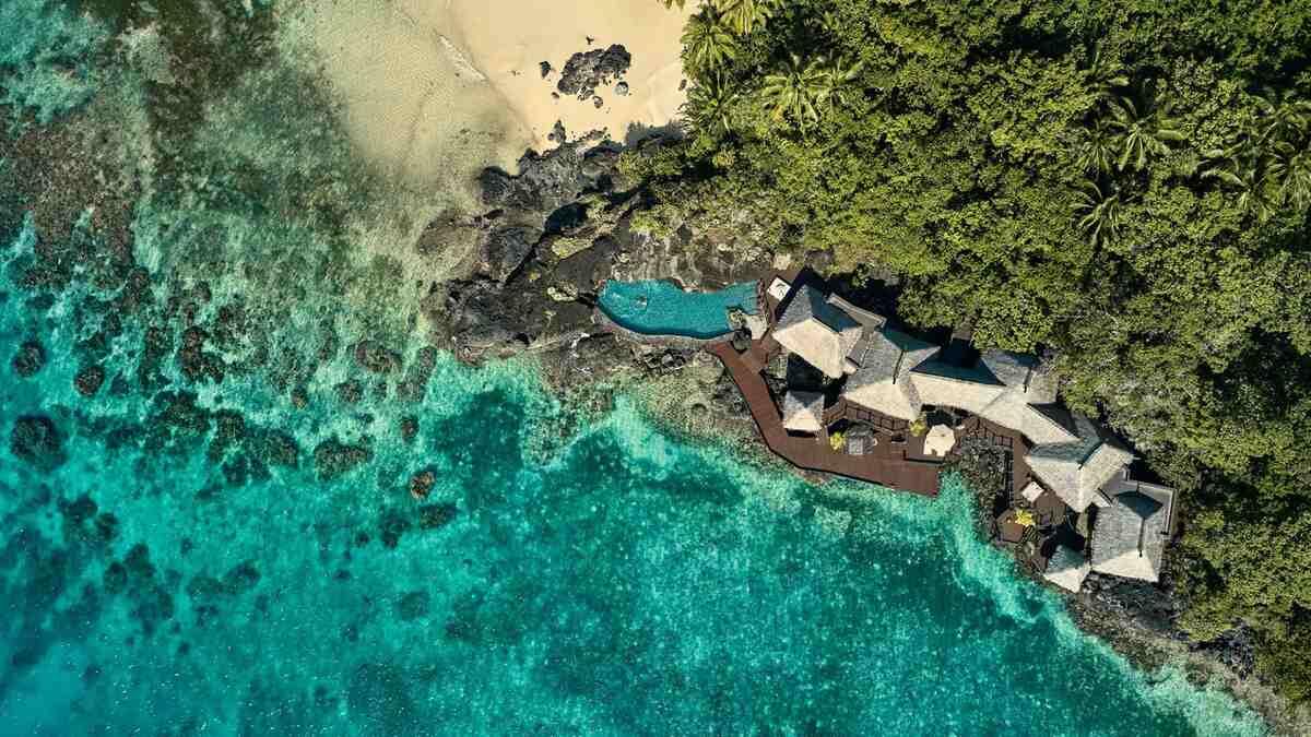 Drone view of the Wai Overwater bungalow